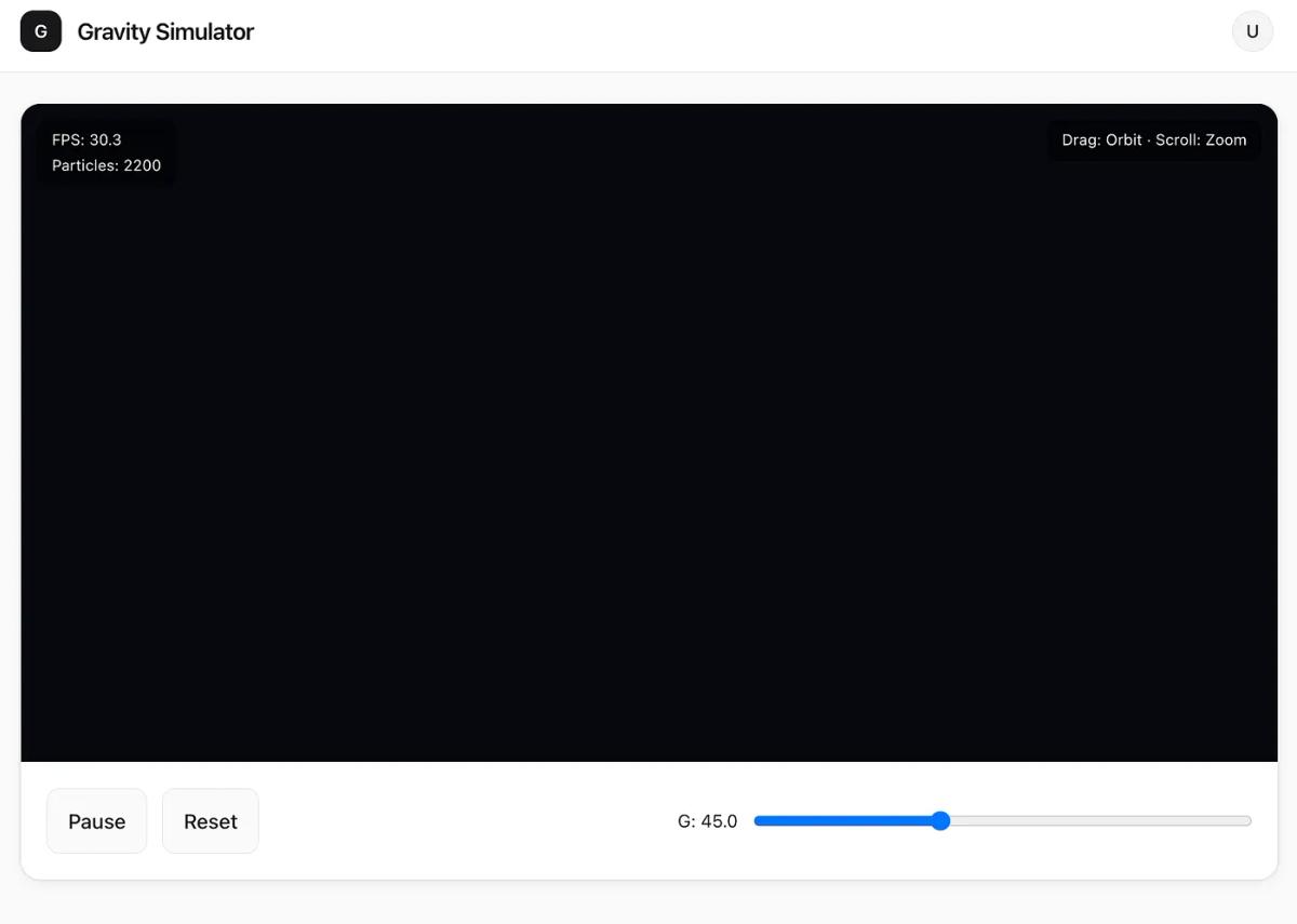 gravity simulator from GPT-5.3 Codex