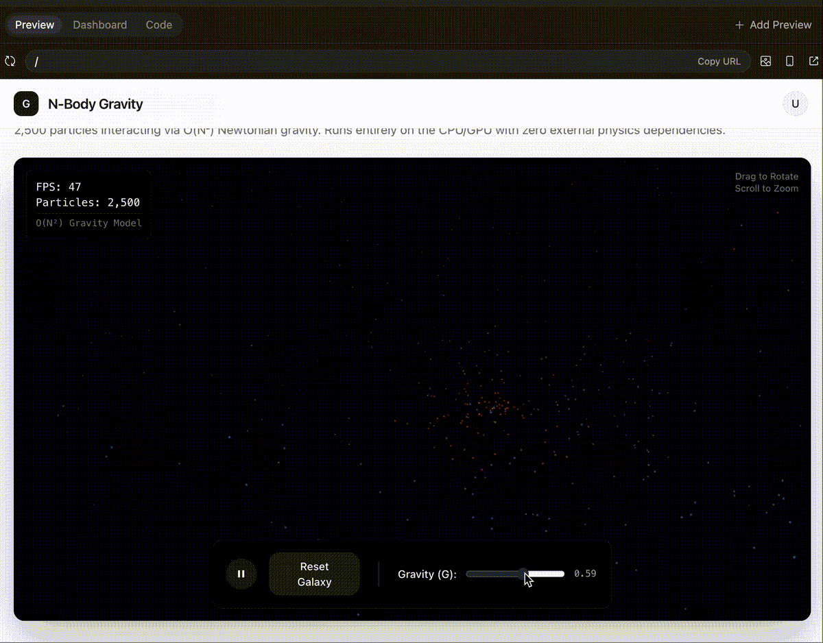 gravity simulator from Gemini 3.1