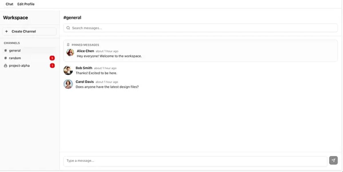 slack UI examle from v0