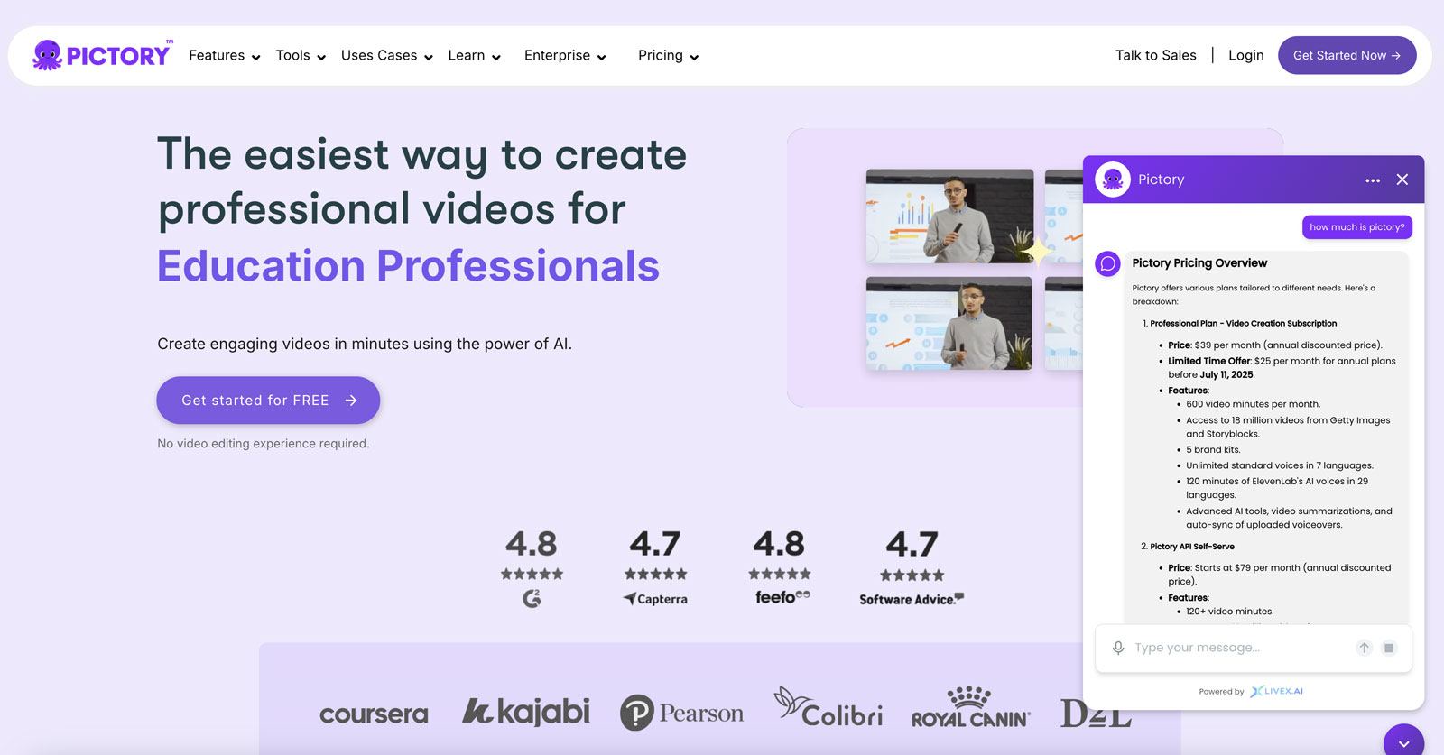 Pictory は LiveX AI 画像で 3 倍のコンバージョンと 95.5% のセルフサービスを達成