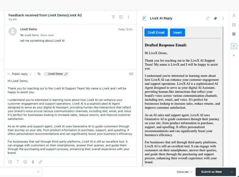 LiveX AI reply workflow inside Wyze support operations