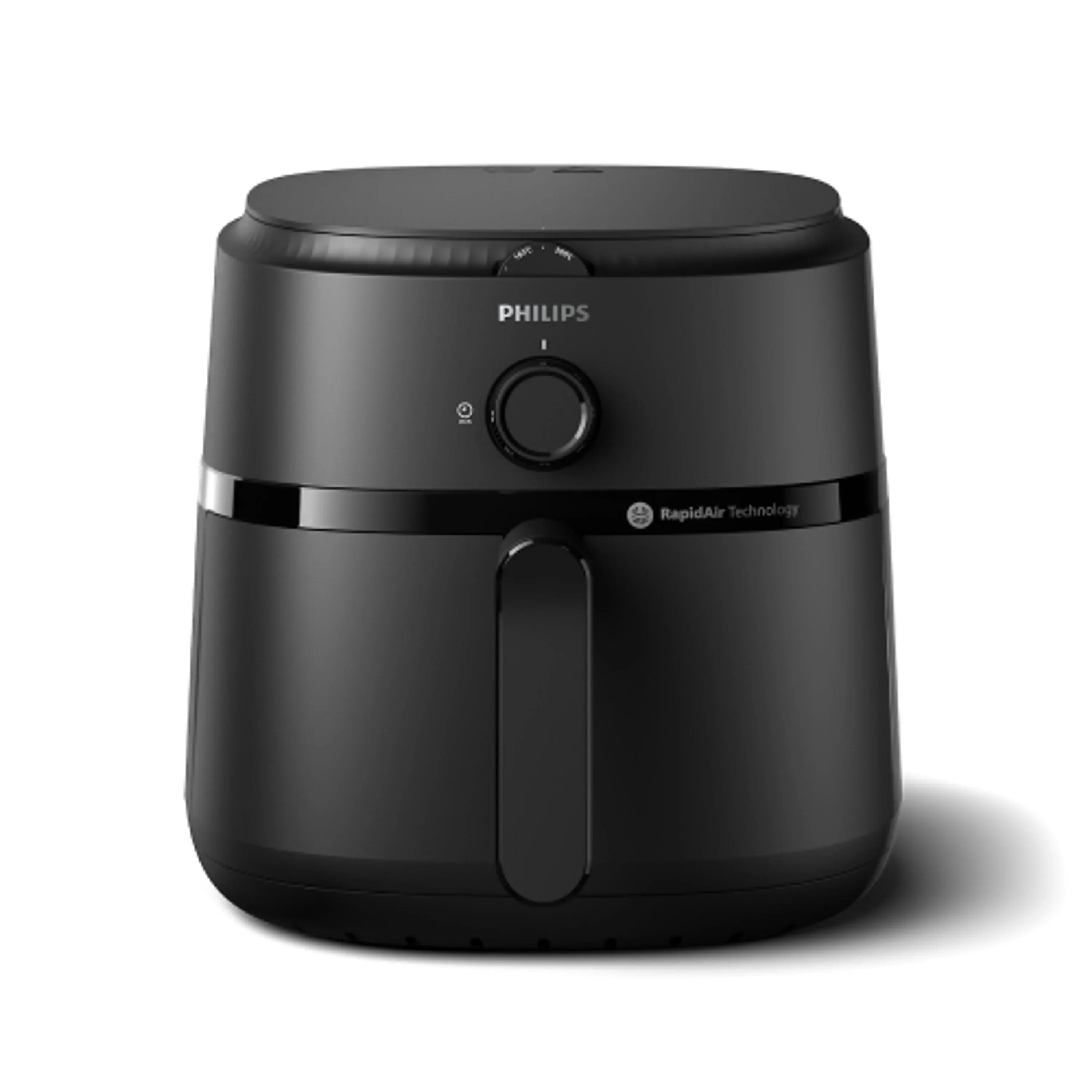 Oil-free cooking, touchscreen interface, and dishwasher-safe parts.