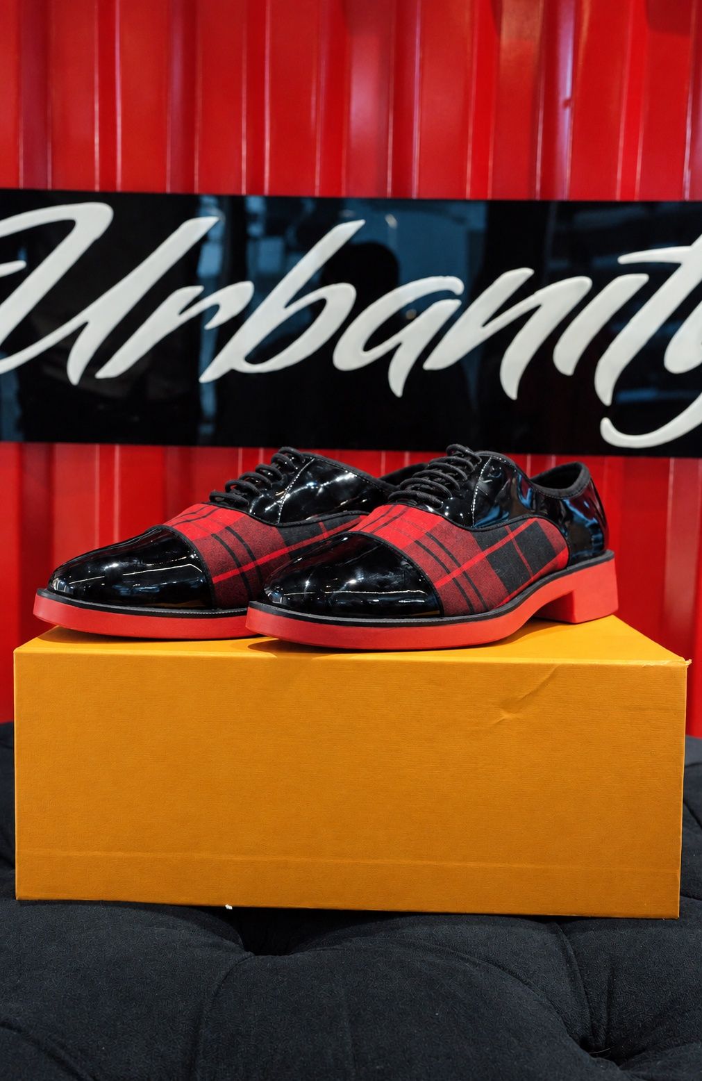 Burberry Vintage Check Patent-Toe Low-Top Sneaker, view 2