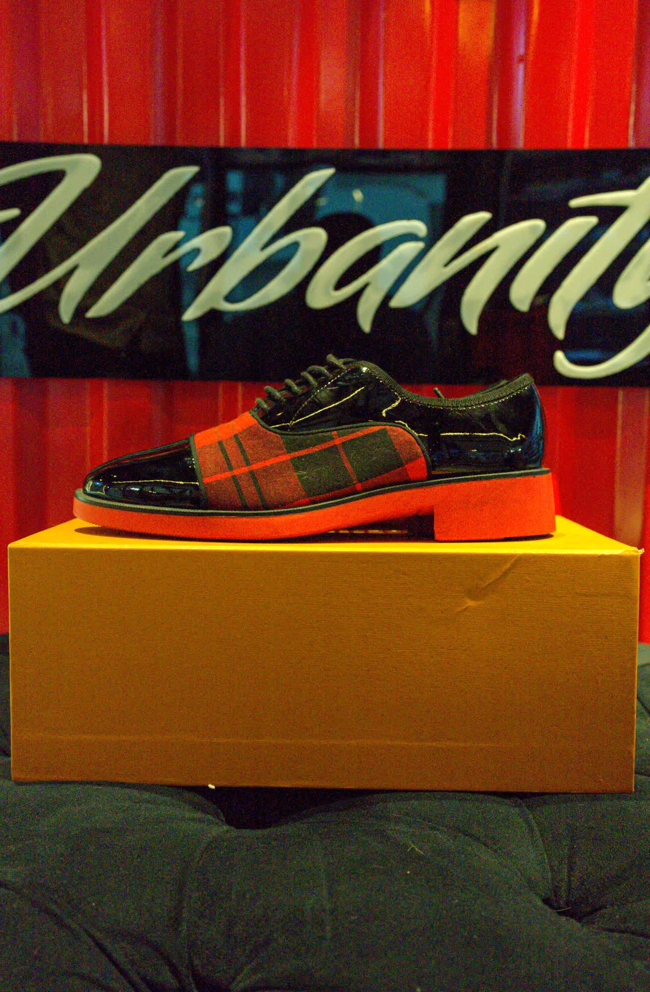 Burberry Vintage Check Patent-Toe Low-Top Sneaker, view 1