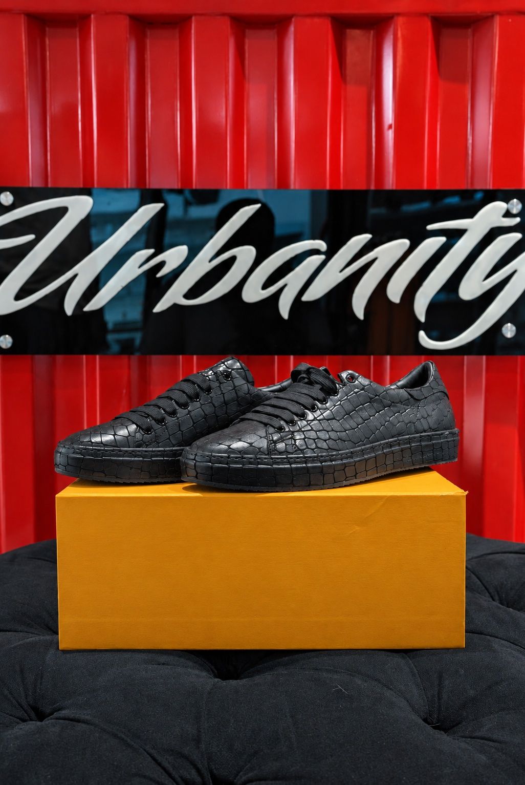 Alexander McQueen Oversized Croc Sneaker - Black, view 3