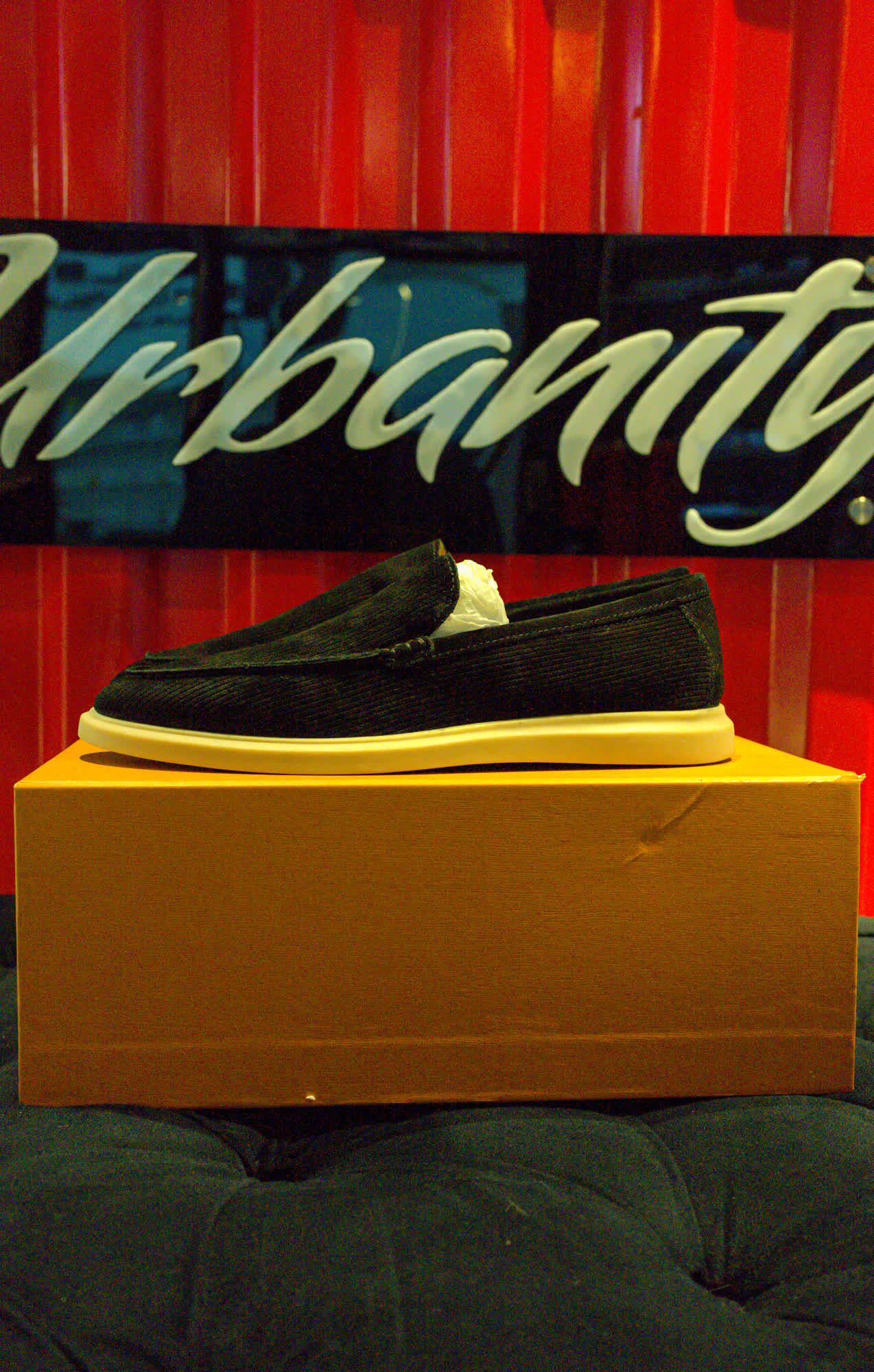 Loro Piana Summer Walk Loafer - Black Suede Ribbed, view 1