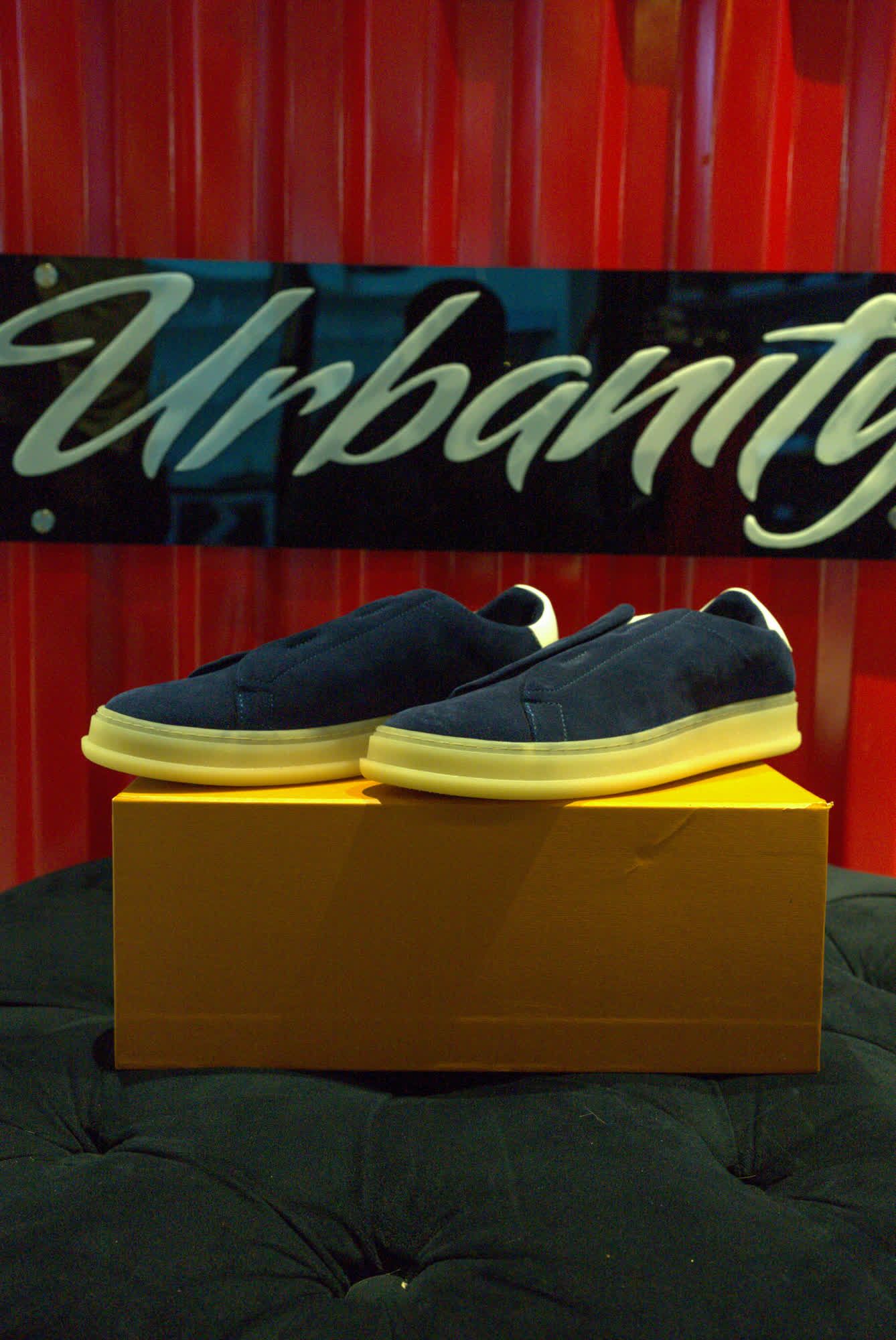 Loro Piana Tennis Walk Sneaker - Navy Suede, view 1