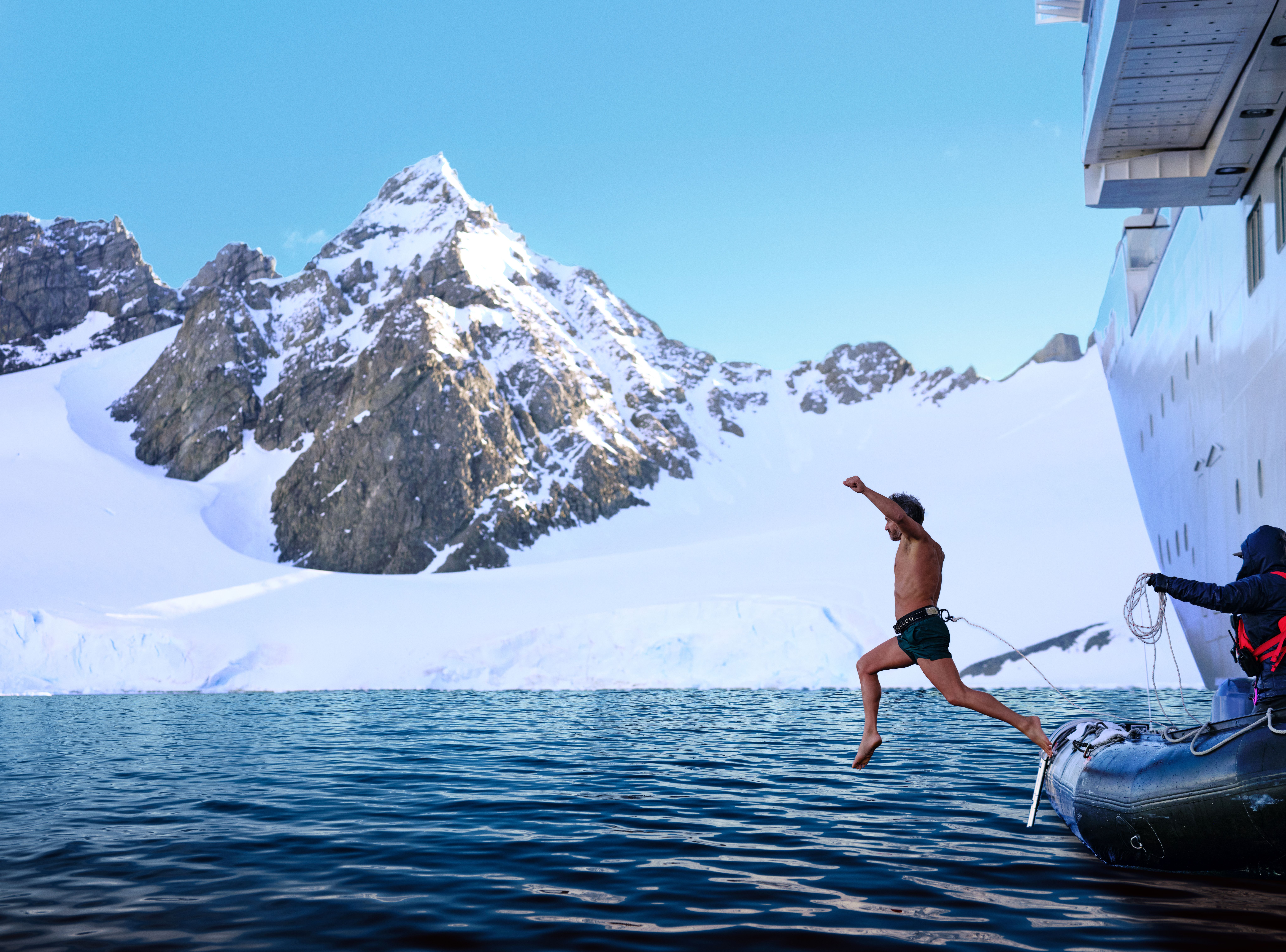 Silversea Cruises cold plunge in Antartica
