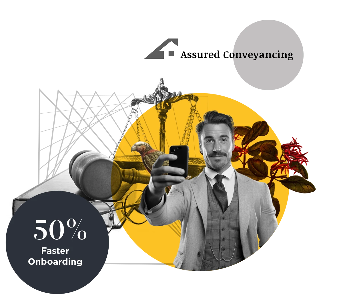 Assured Conveyancing logo. 50% faster onboarding.
