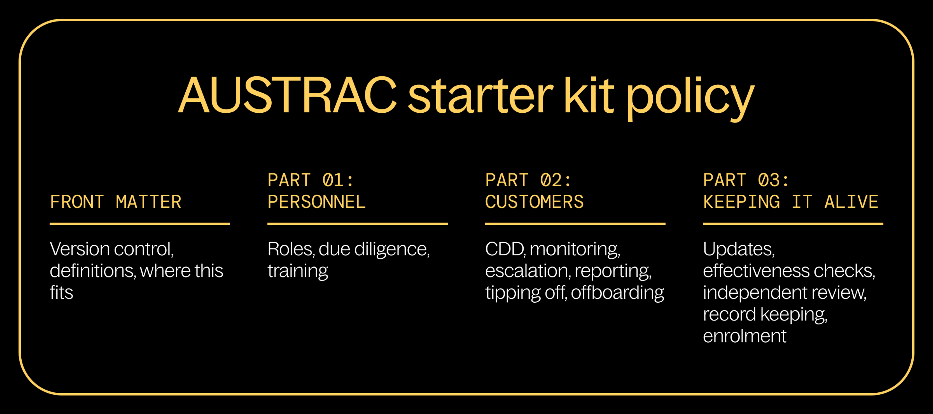 AUSTRAC step 1.2 policy parts