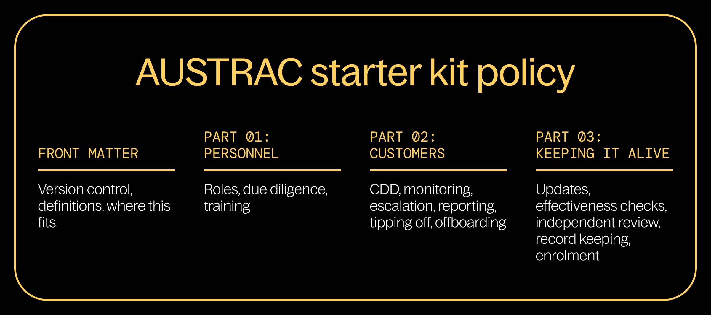 AUSTRAC step 1.2 policy parts