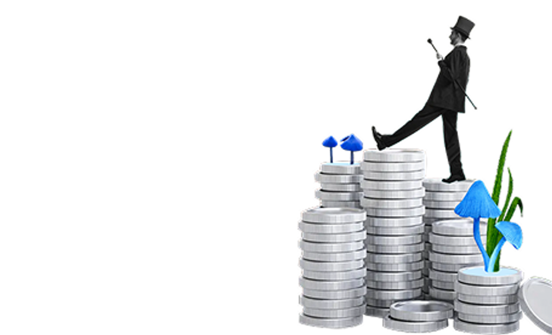 Man standing on coins