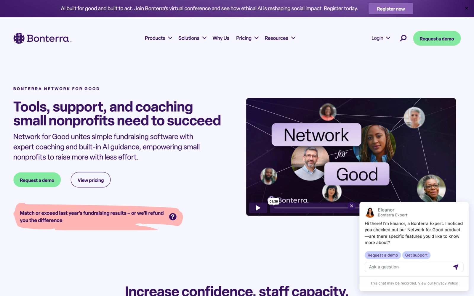 Network for Good homepage hero section