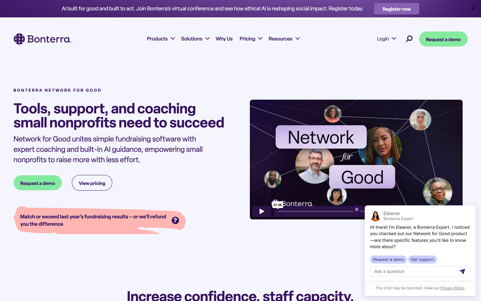 Network for Good homepage hero section