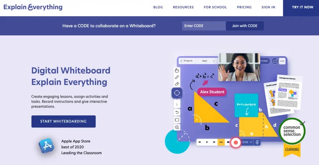 Explain Everything is the best online whiteboard tools for explanation videos