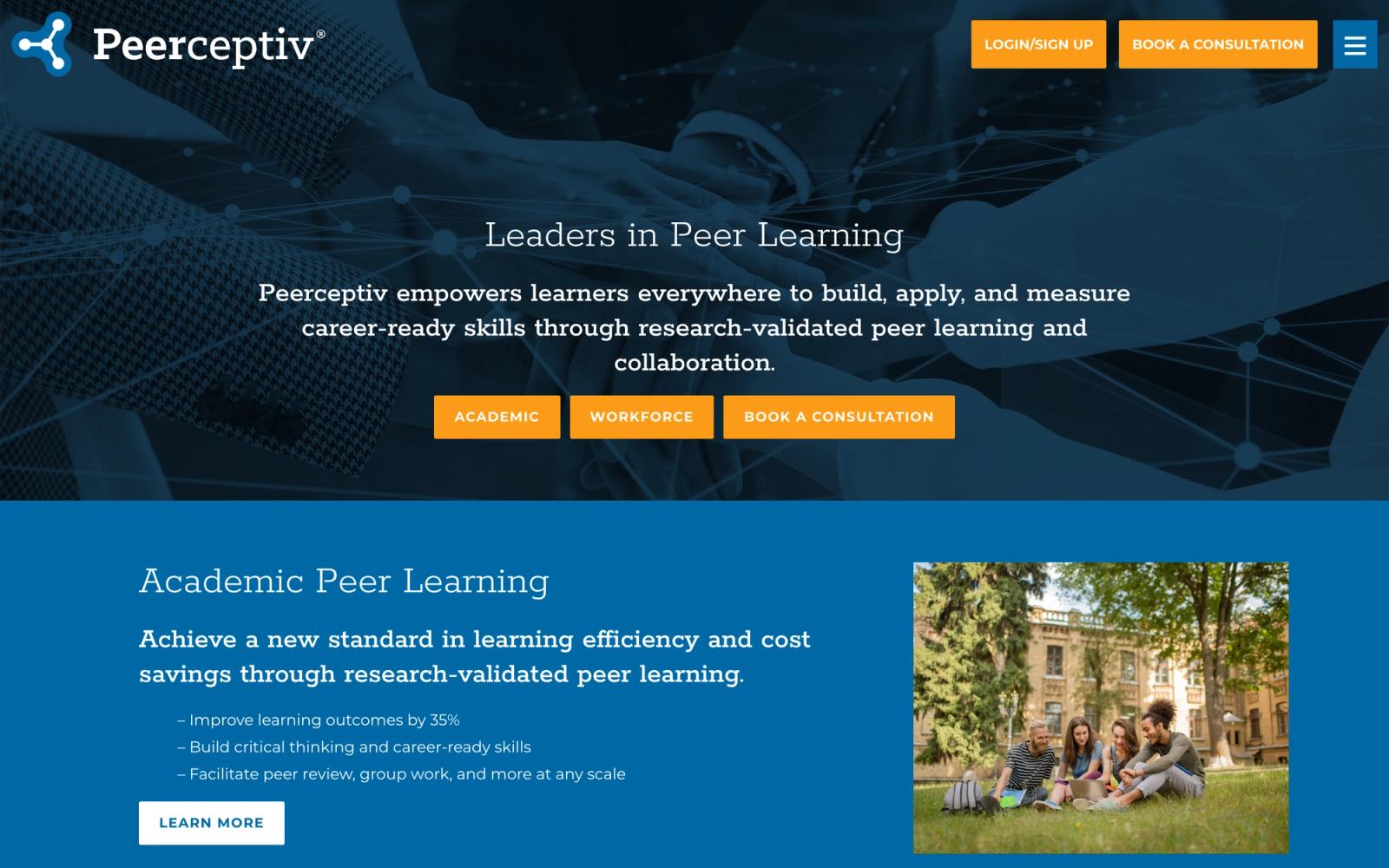 Peerceptiv homepage hero section