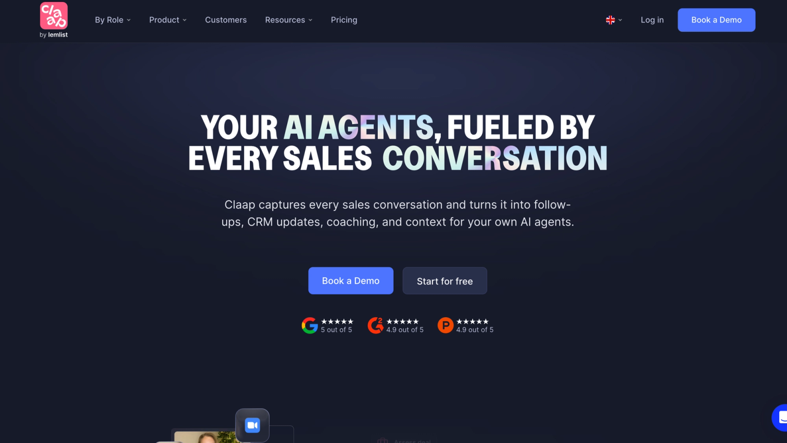 Claap homepage
