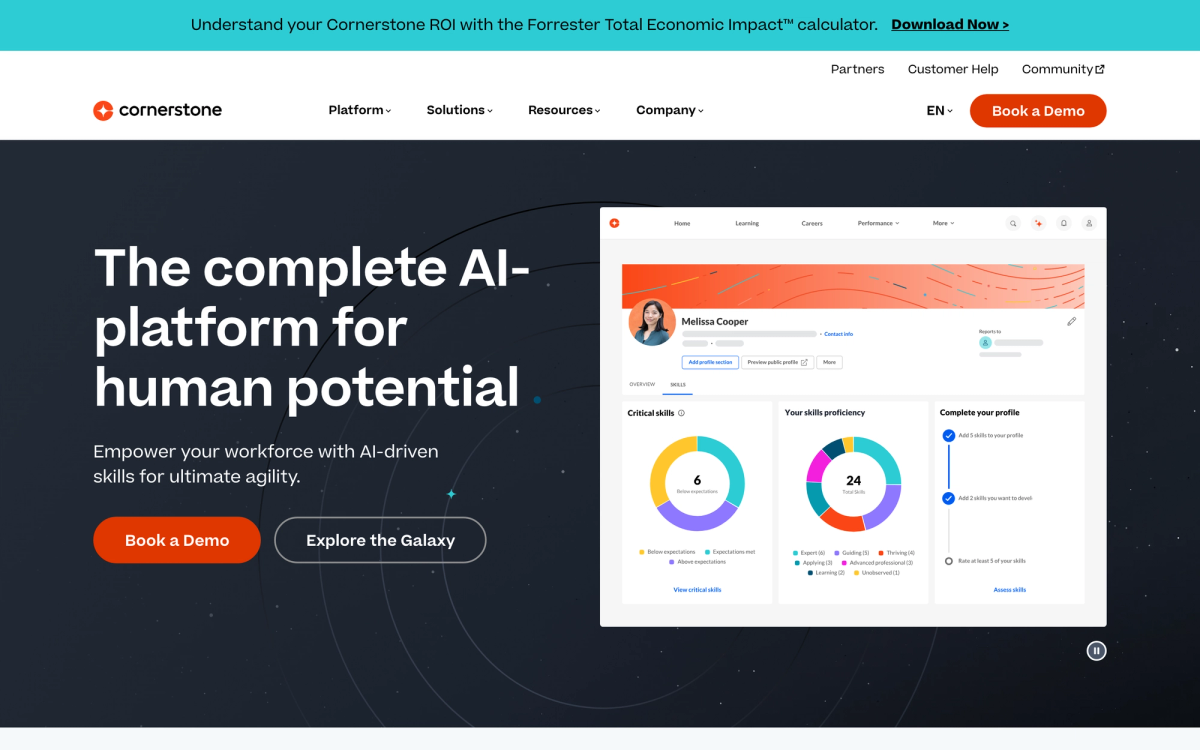 Cornerstone OnDemand homepage hero section