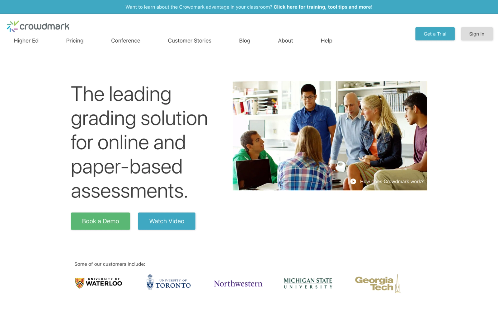 Crowdmark homepage hero section