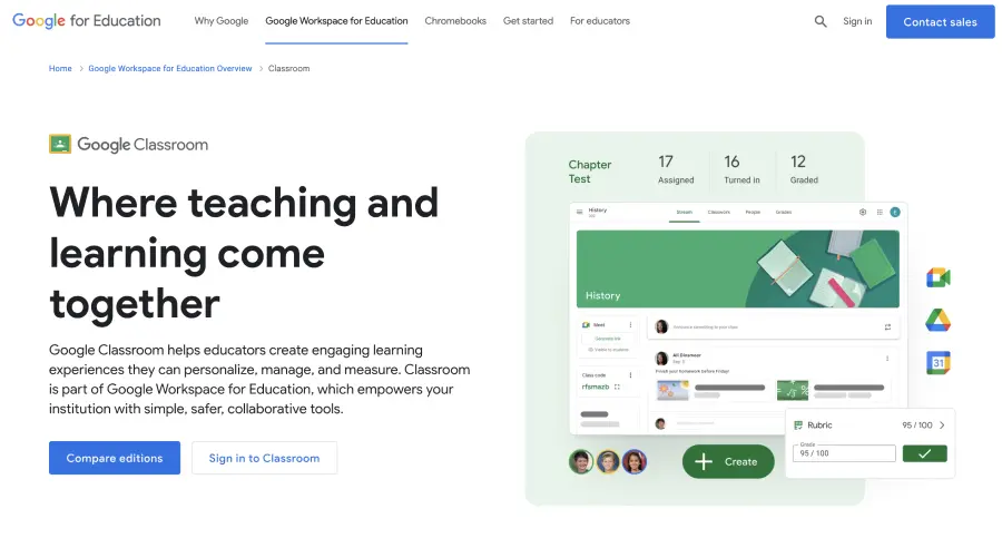 Google Classroom course interface