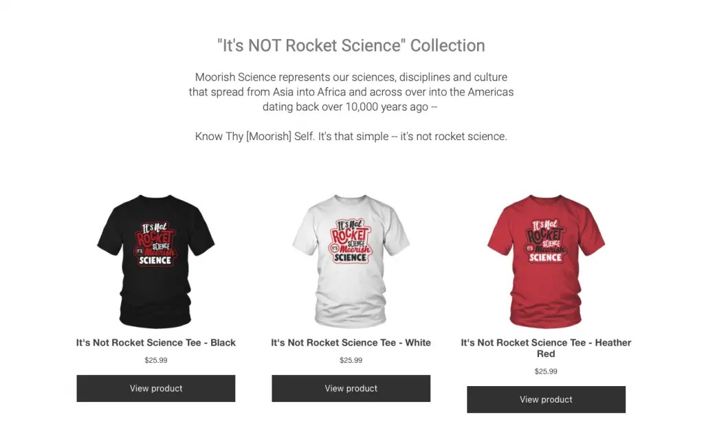 Amexem course membership storefront selling Moorish science merchandise