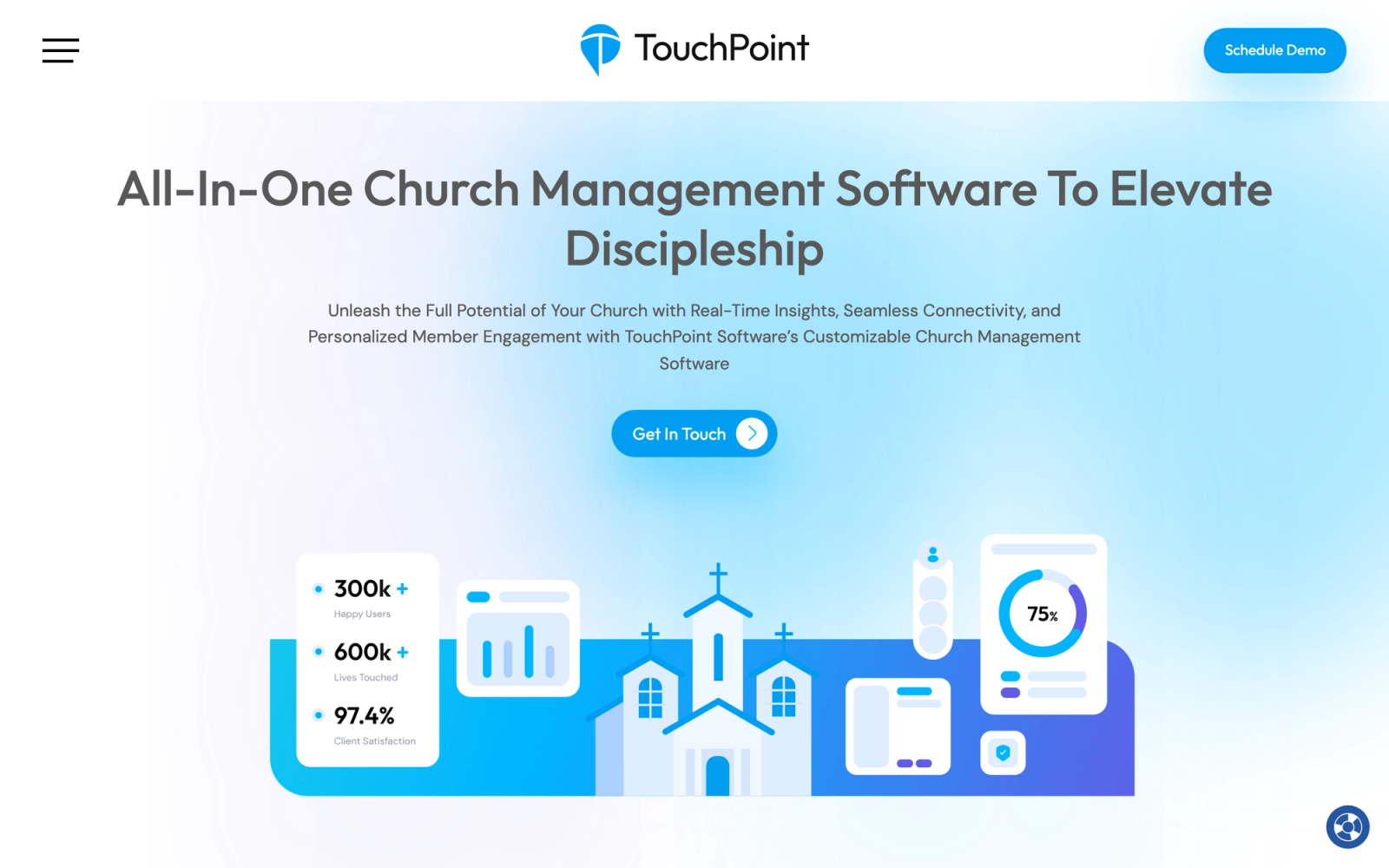 TouchPoint homepage hero section