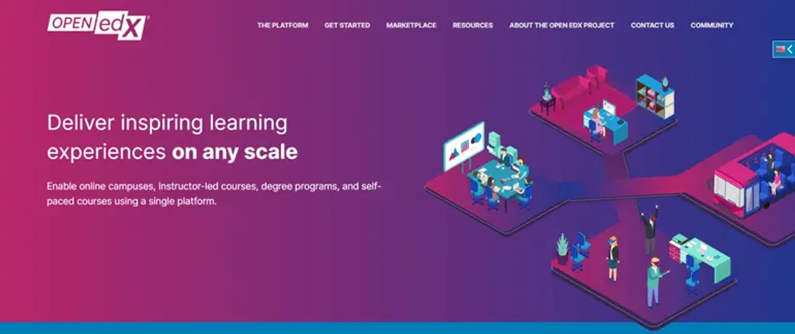 The image highlights that Open source LMS is great for inspiring learning experiences on any scale.