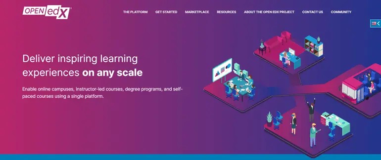 The image highlights that Open source LMS is great for inspiring learning experiences on any scale.