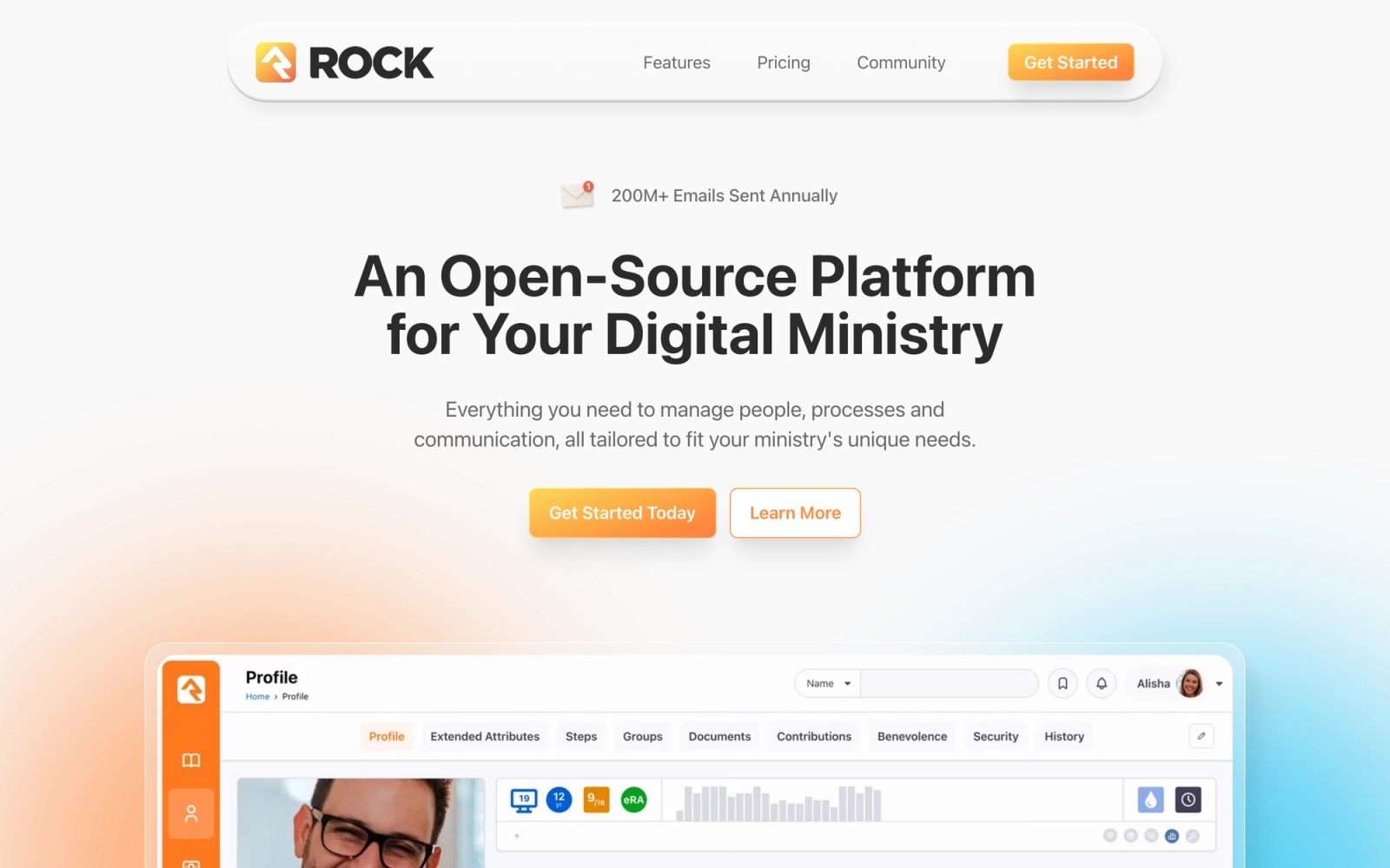 Rock RMS homepage hero section