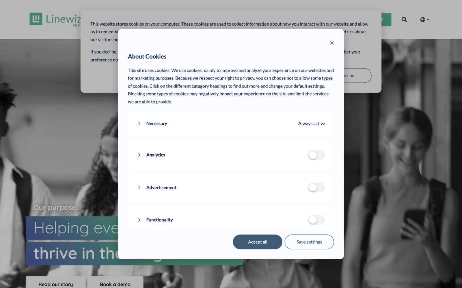 Linewize homepage hero section