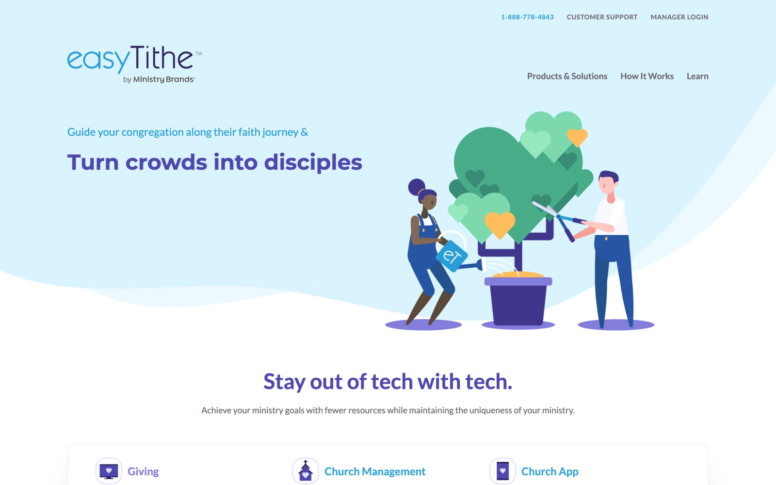 EasyTithe homepage hero section