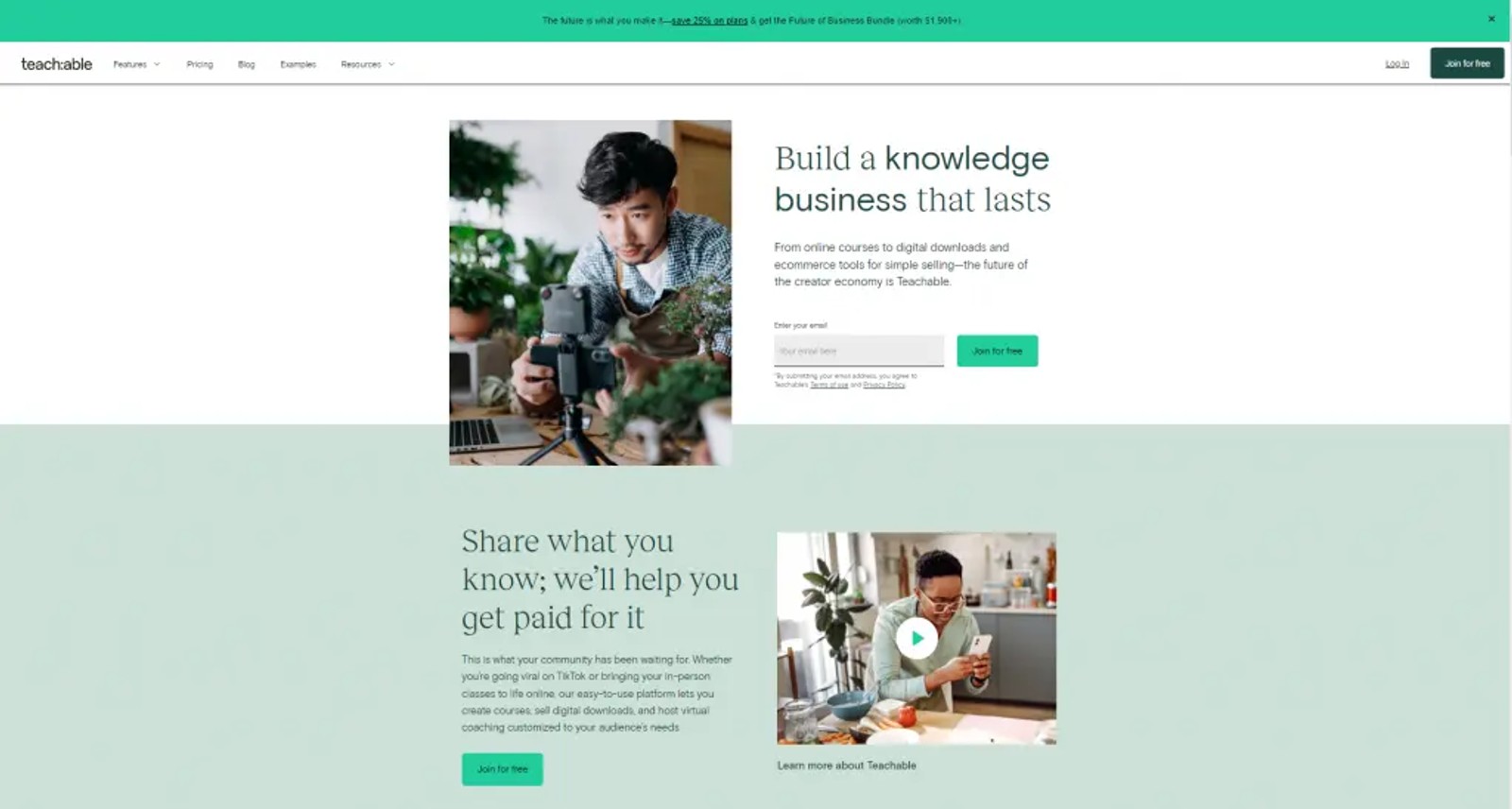 Teachable online course builder homepage