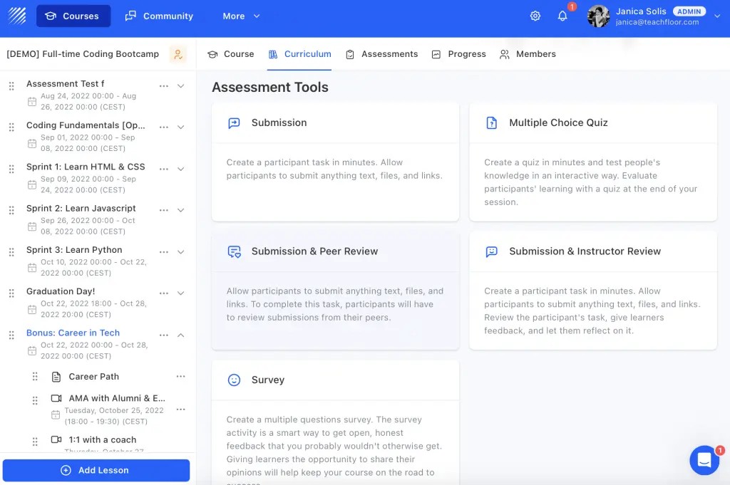Assessment tool for peer learning approach