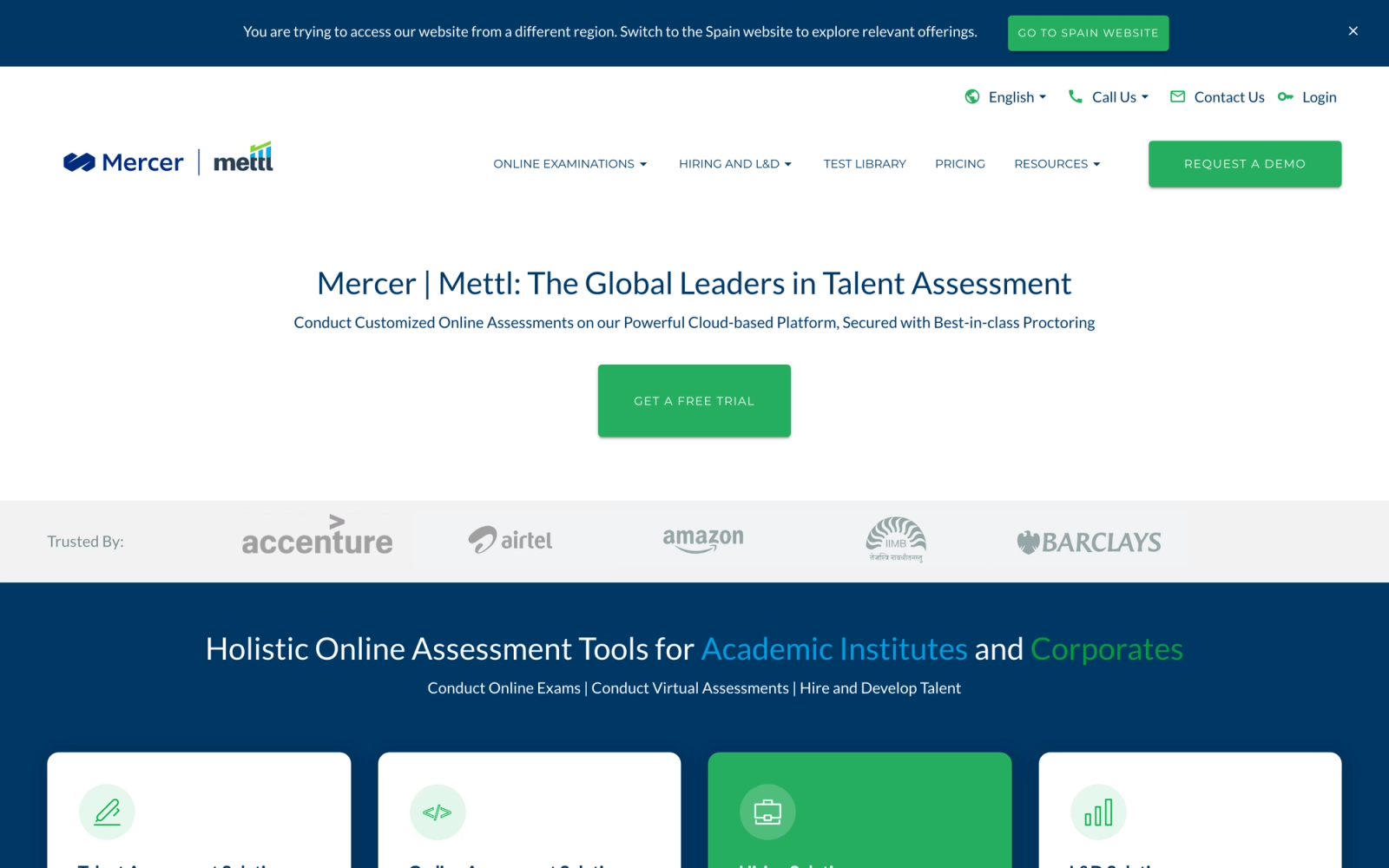 Mercer Mettl homepage hero section