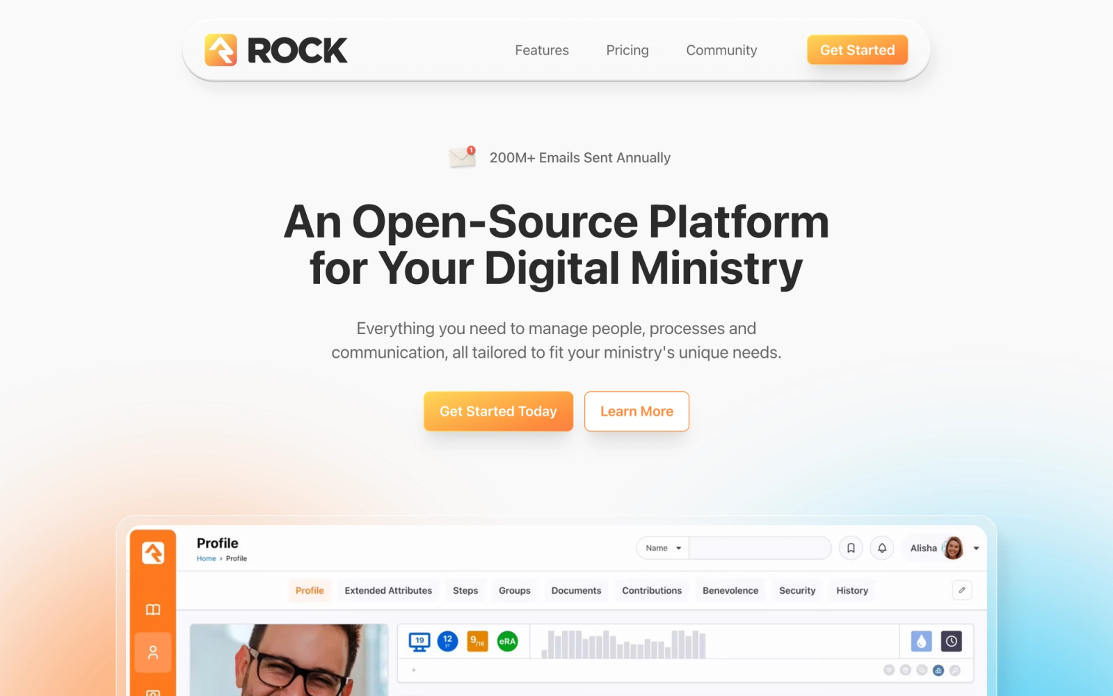 Rock RMS homepage hero section