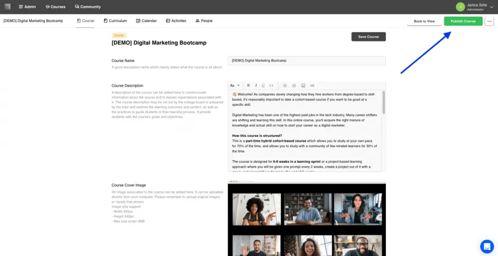 Course template to start your online academy