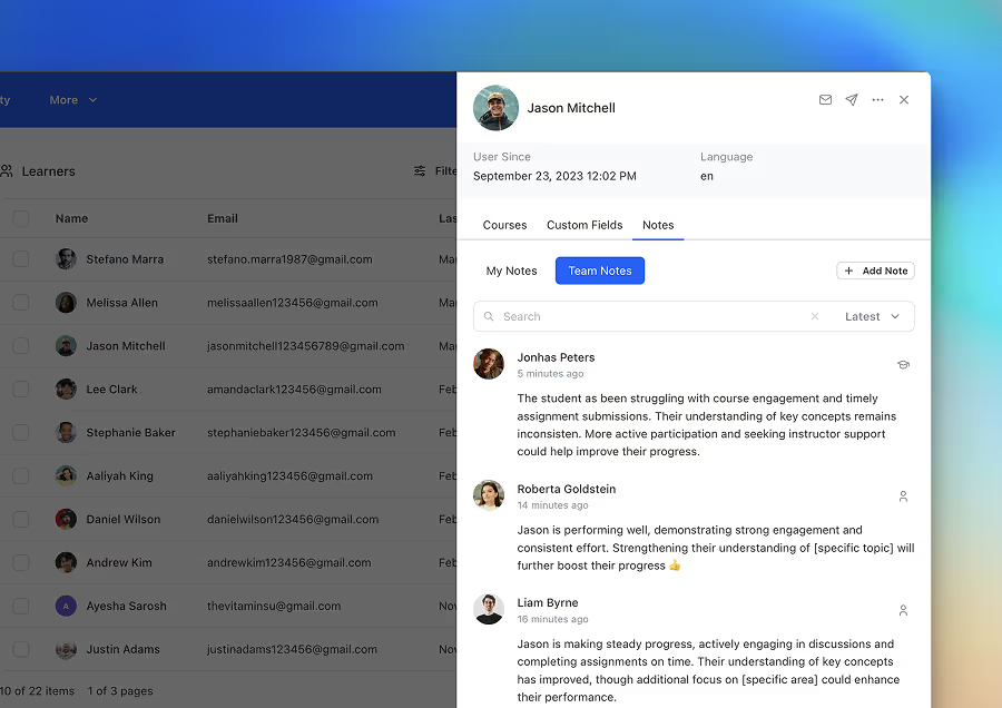 Introducing Notes in the Student Details