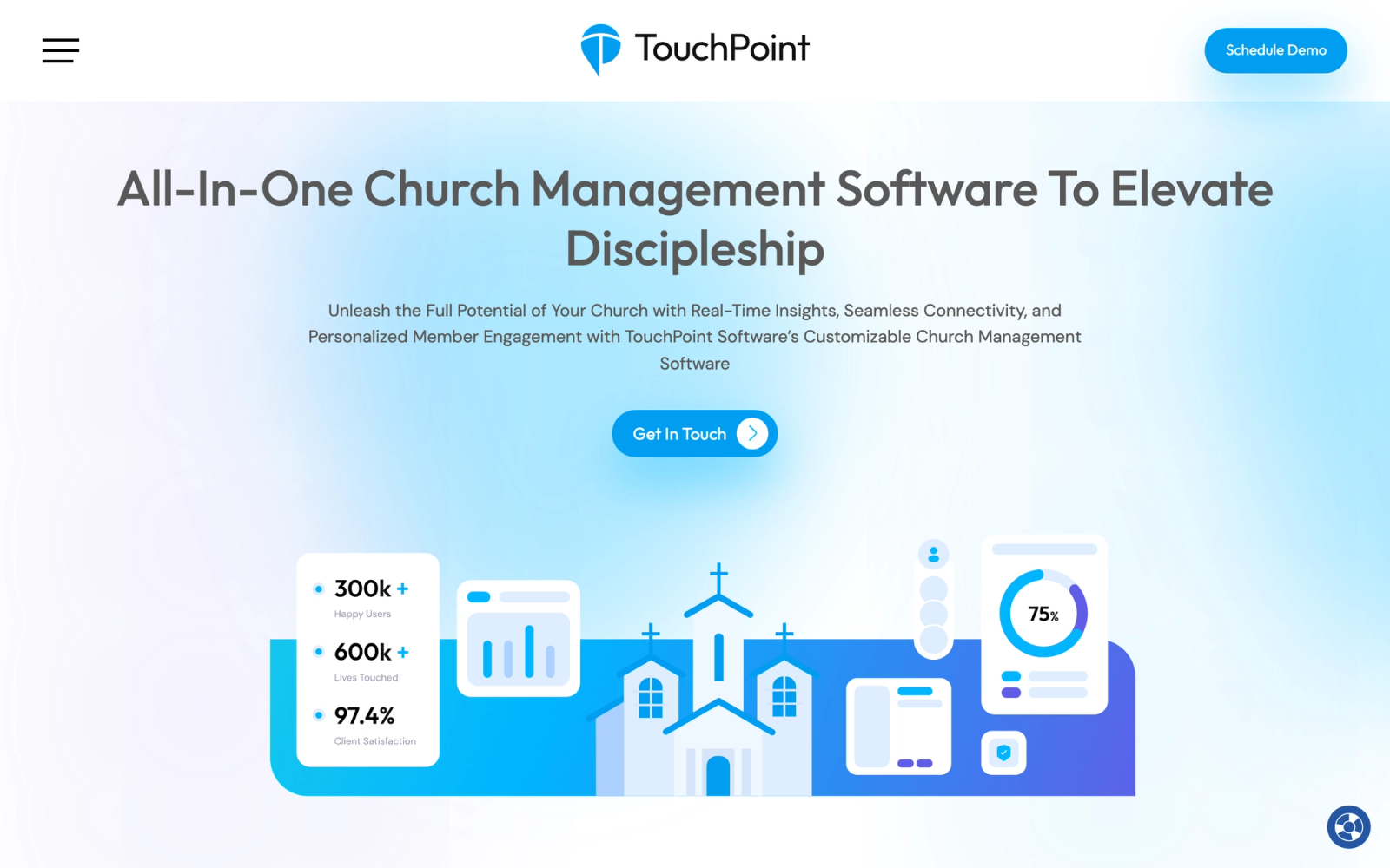 TouchPoint homepage hero section