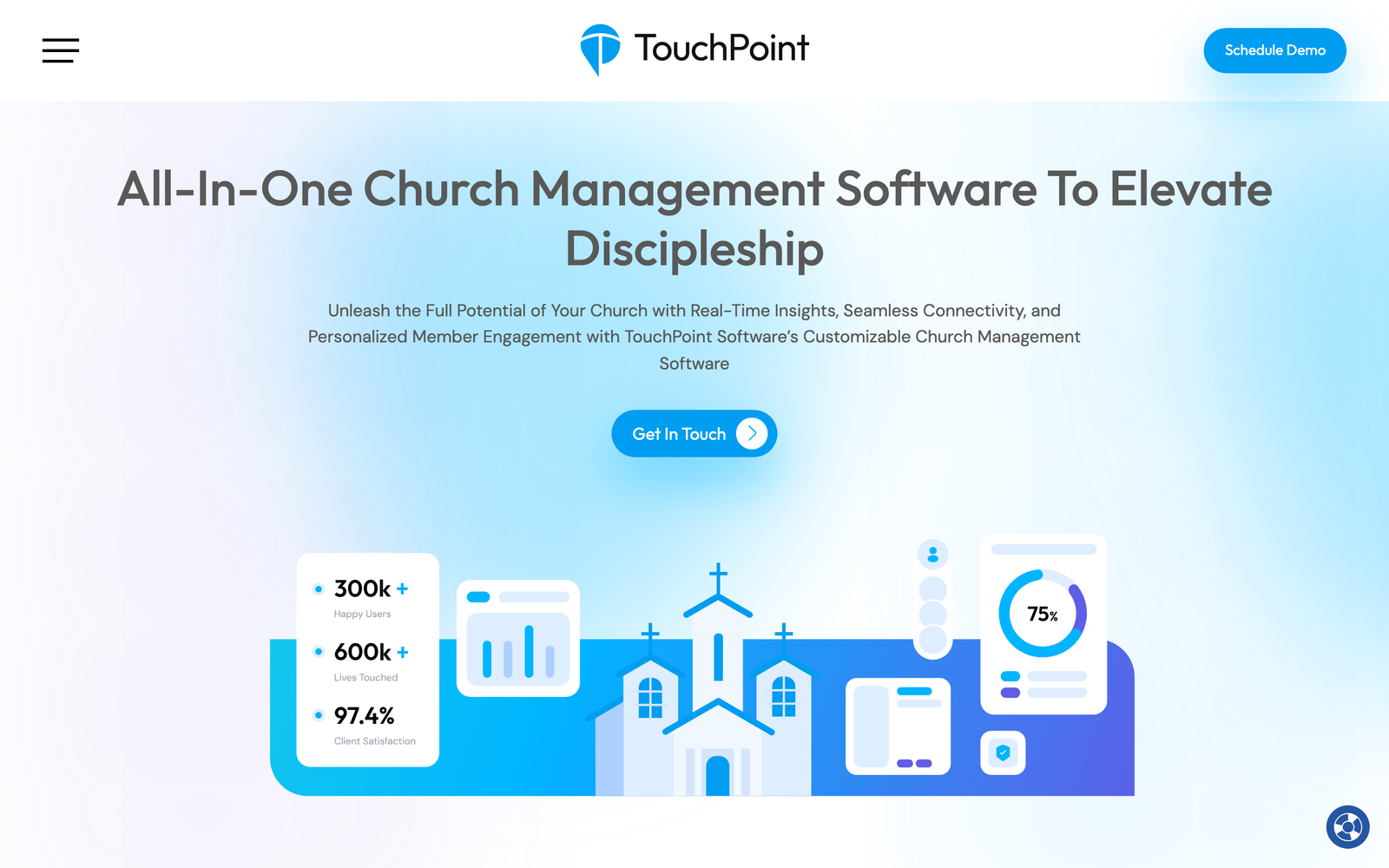 TouchPoint homepage hero section