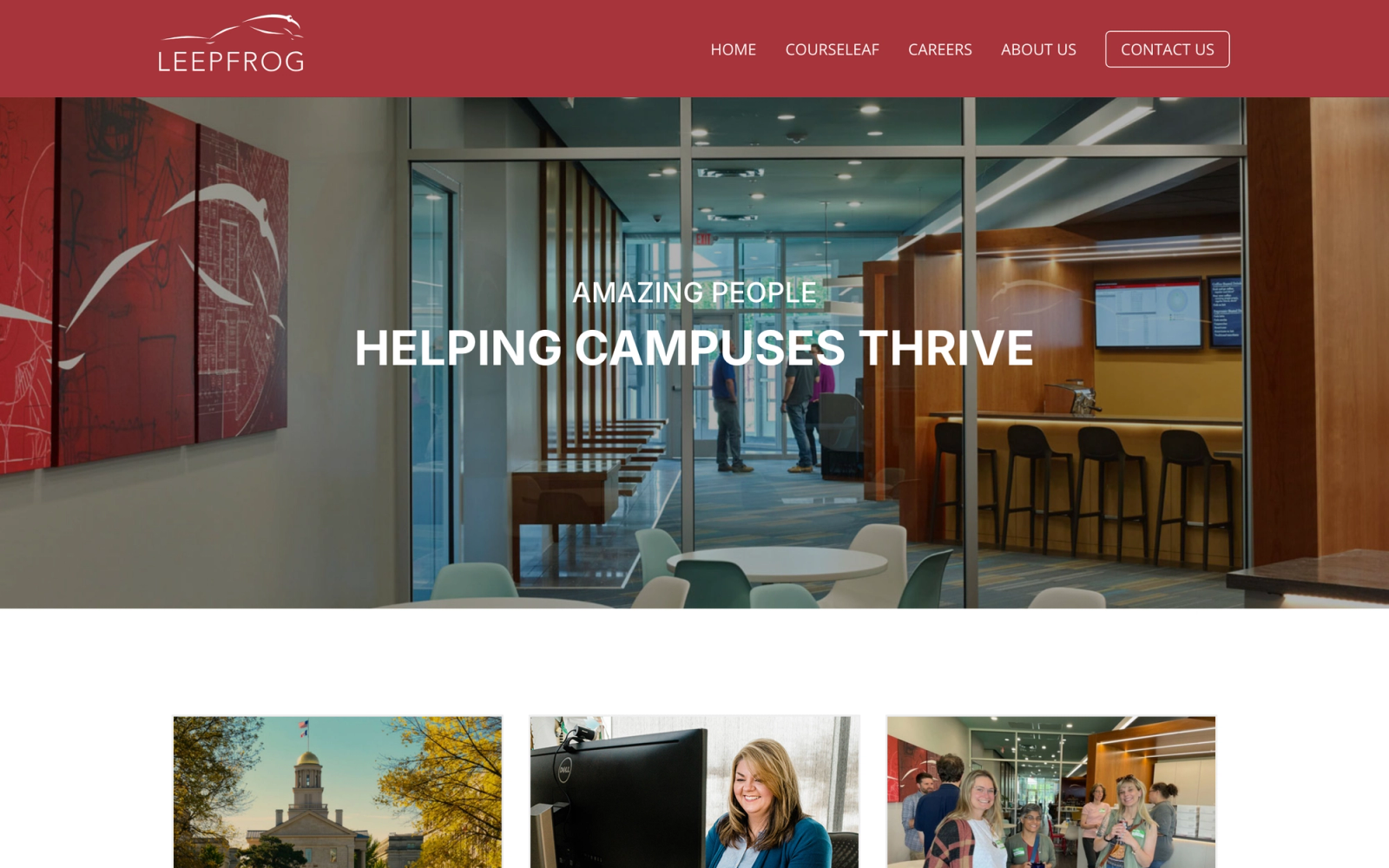 CourseLeaf homepage hero section