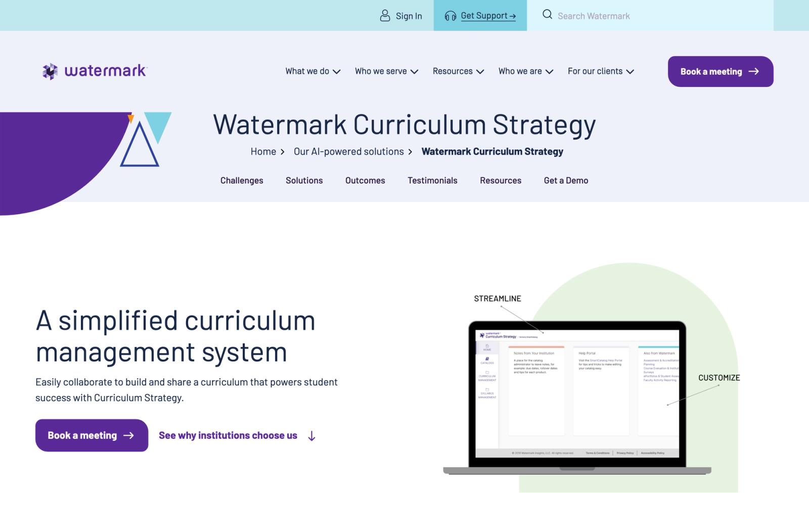 Watermark homepage hero section