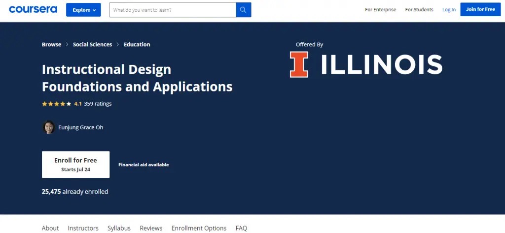 Instructional design courses on Coursera