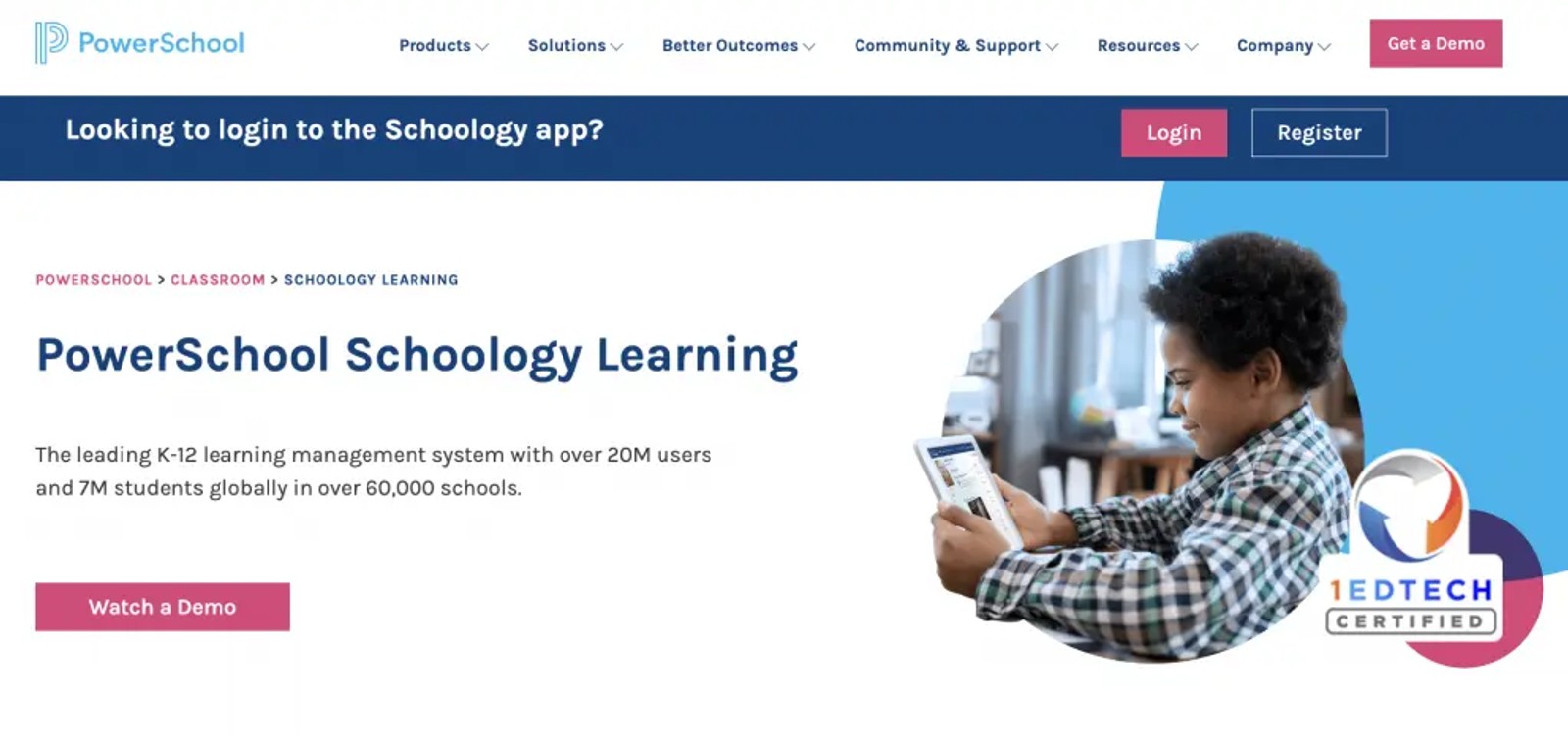 Schoology learning management system interface for institutions