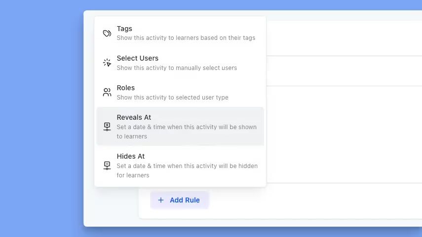 Visibility Scheduling: Reveal or Hide Activities