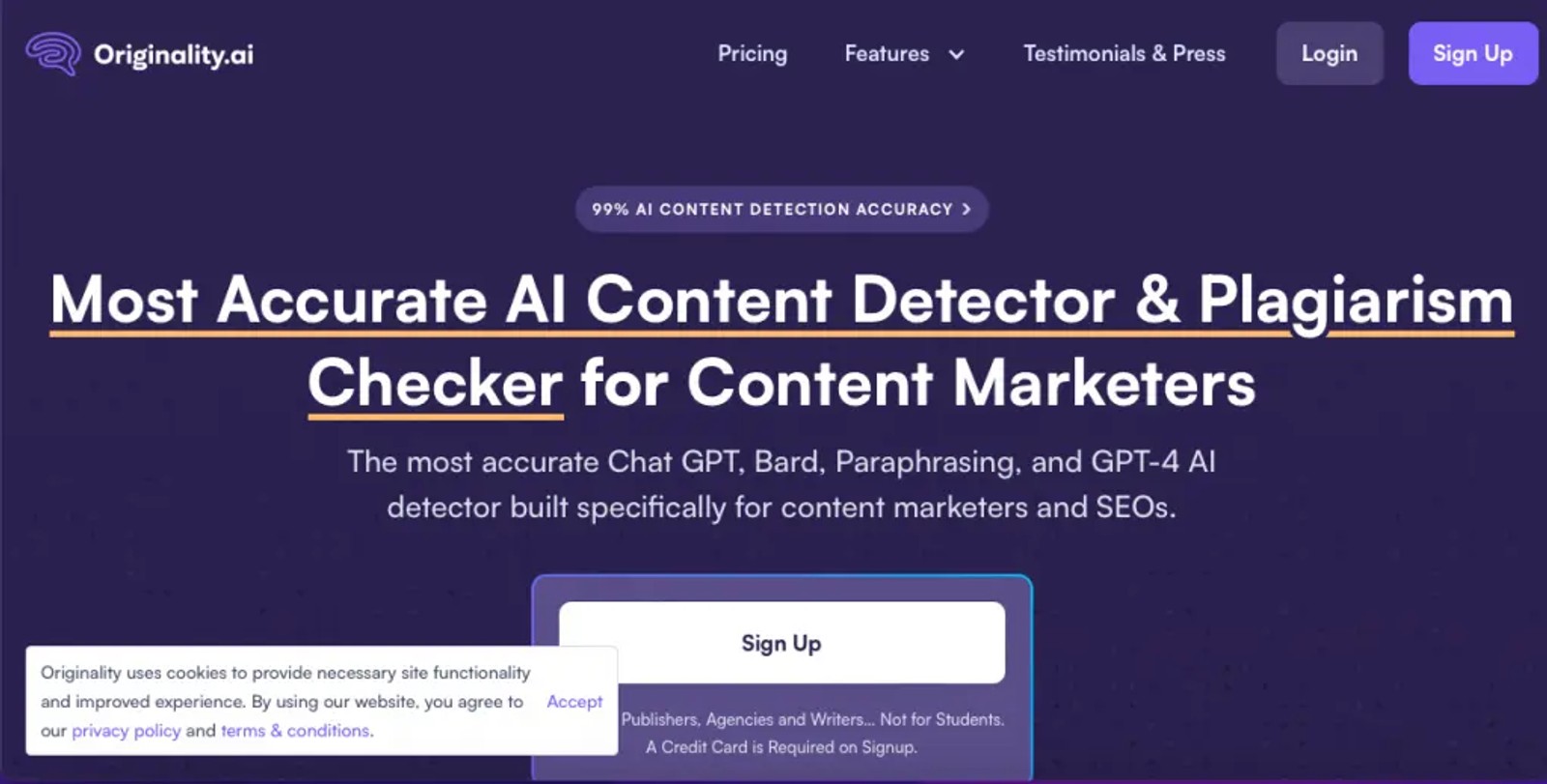 Originality.ai is among the best online plagiarism checkers