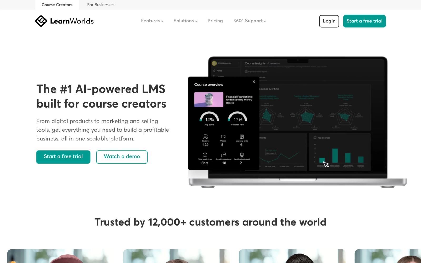 LearnWorlds homepage