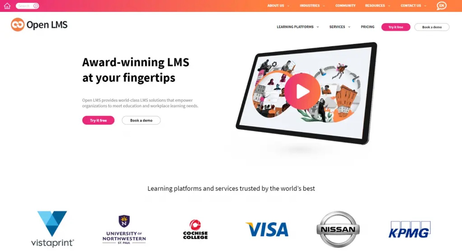 Open LMS learning management platform homepage