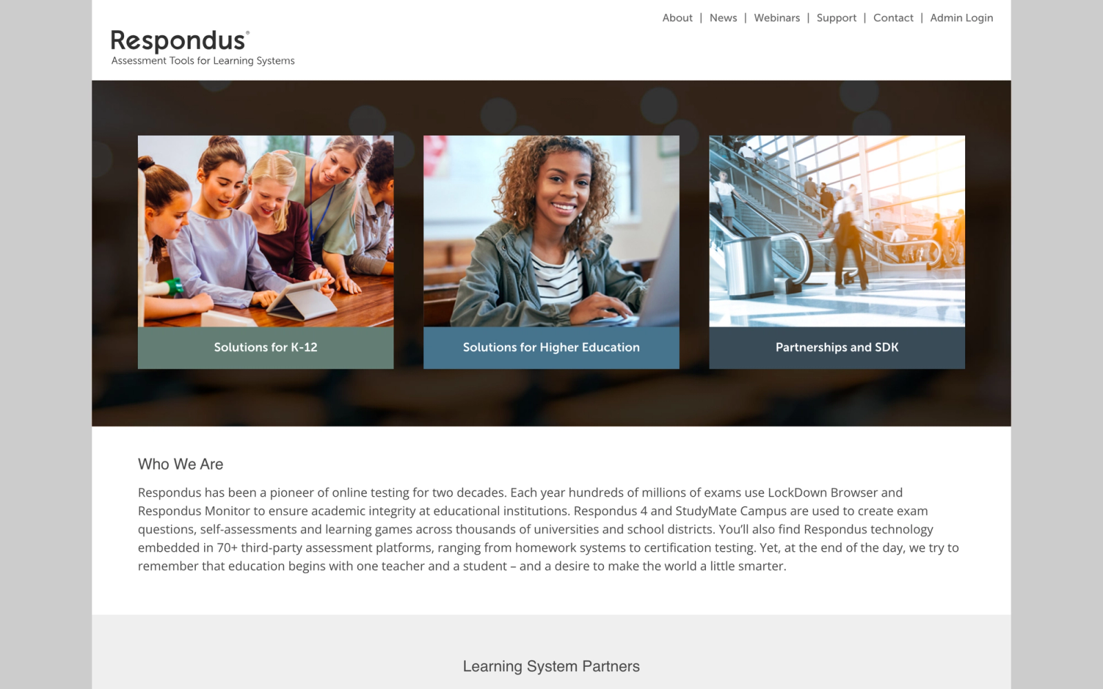 Respondus LockDown Browser homepage hero section