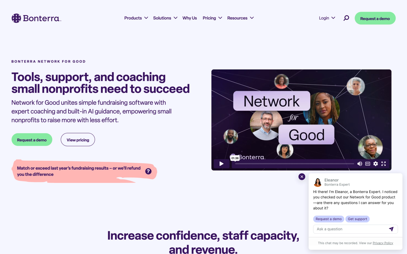 Network for Good homepage hero section