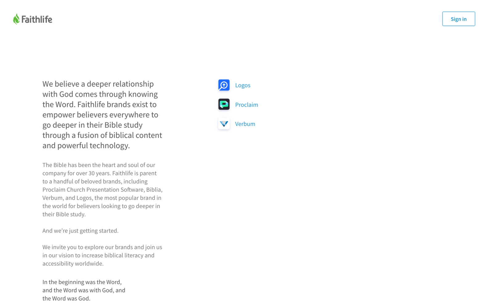 Faithlife homepage hero section